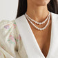 Jewelry retro double-layer beaded imitation pearl necklace femininity geometric niche round bead necklace