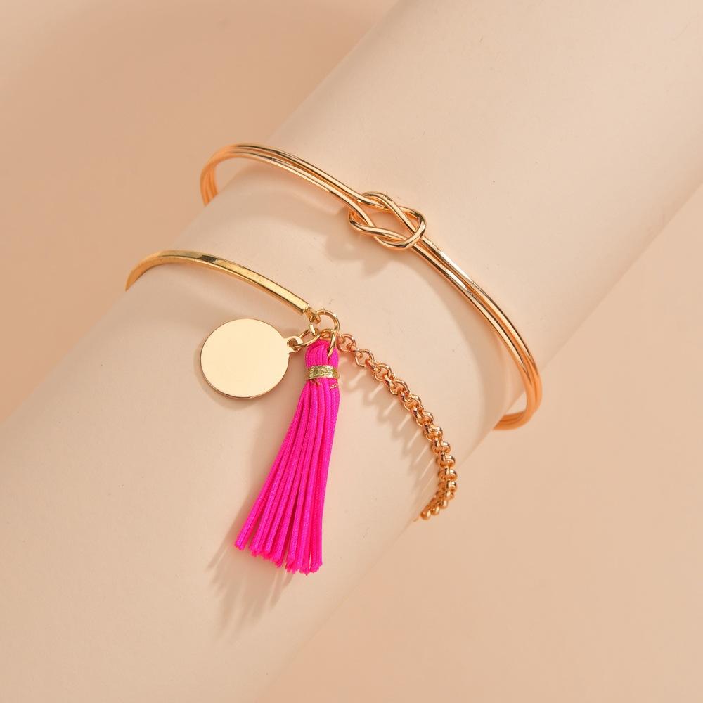 Accessories Fashion Single Knot Metal Bracelet Vintage Tassel Bracelet Women Jewelry