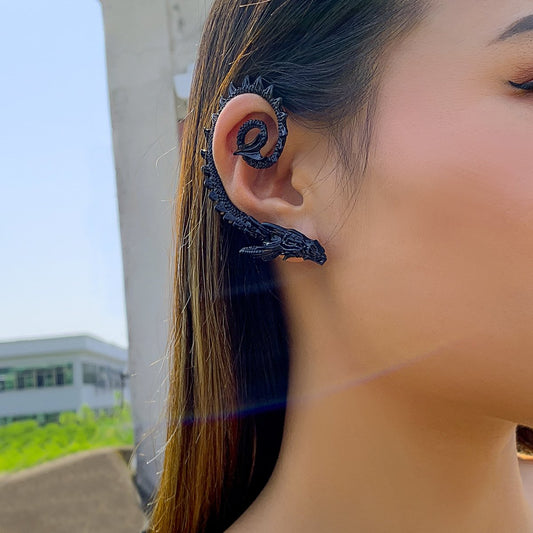 Jewelry punk personality single dragon-shaped sweet cool ear hanging hip-hop street shooting hot girl ear clip earrings
