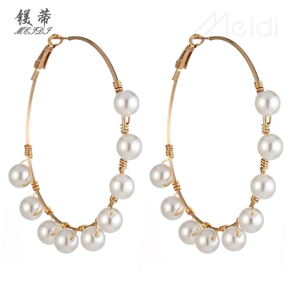 2 Magnesium Di E5478 Pearl Earrings Series Temperament Versatile Personality Pearl Big Circle Earrings Female