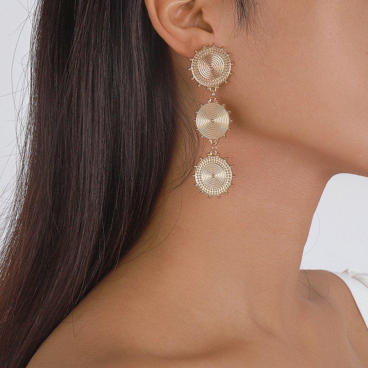E1922 Long Personality Earrings Circle Fashion Simple Retro Earrings Thread Modern Earrings Women