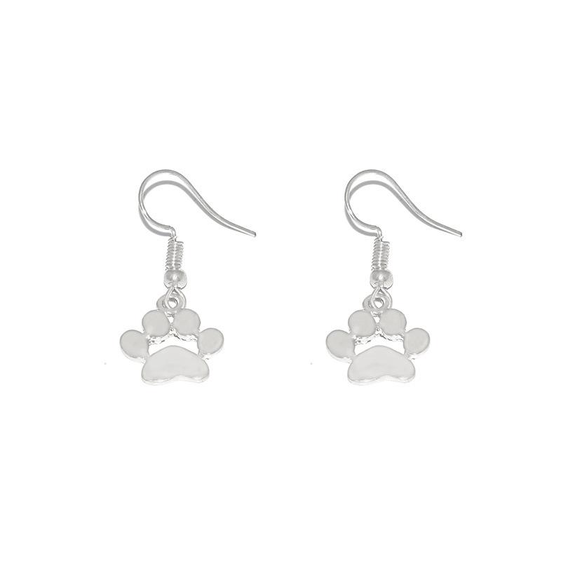 Jewelry creative pet dog paw dog print earrings female earrings cute animal paw earrings