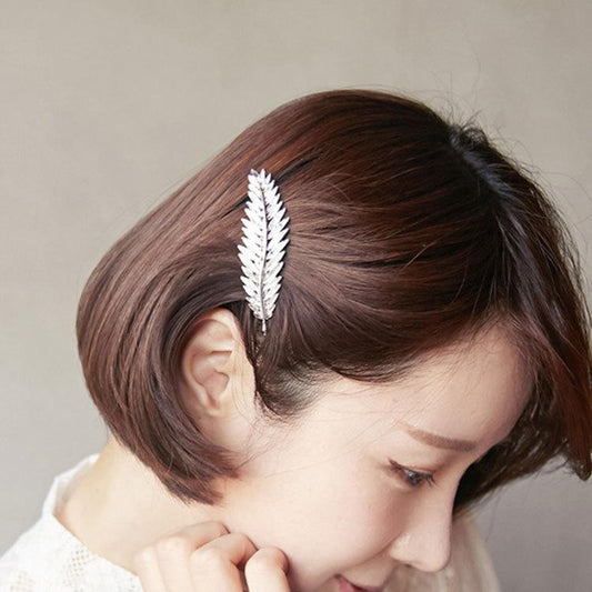 Retro exaggerated feather leaf hair clip fashion leaf needle leaf edge clip spring clip female