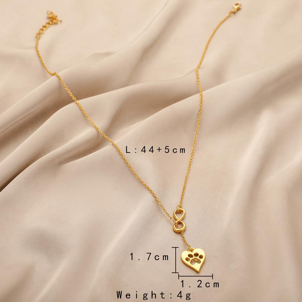 Simple Fashion Heart Tassel Pendant Necklace Bowknot Dog Paw Pendant Ladies Jewelry