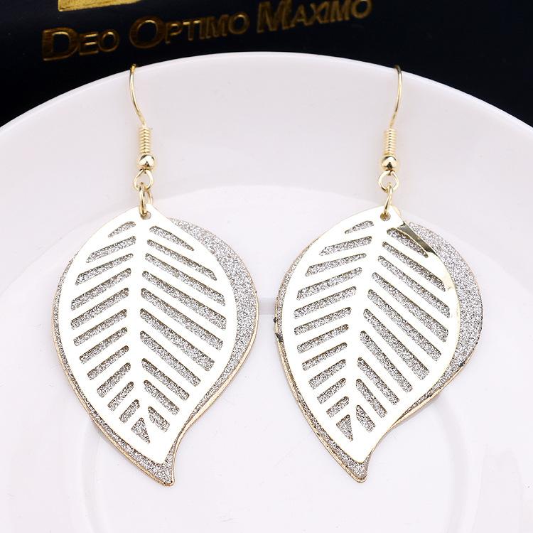 Fashion Versatile Earrings Multi-layer Hollow Leaf Earrings