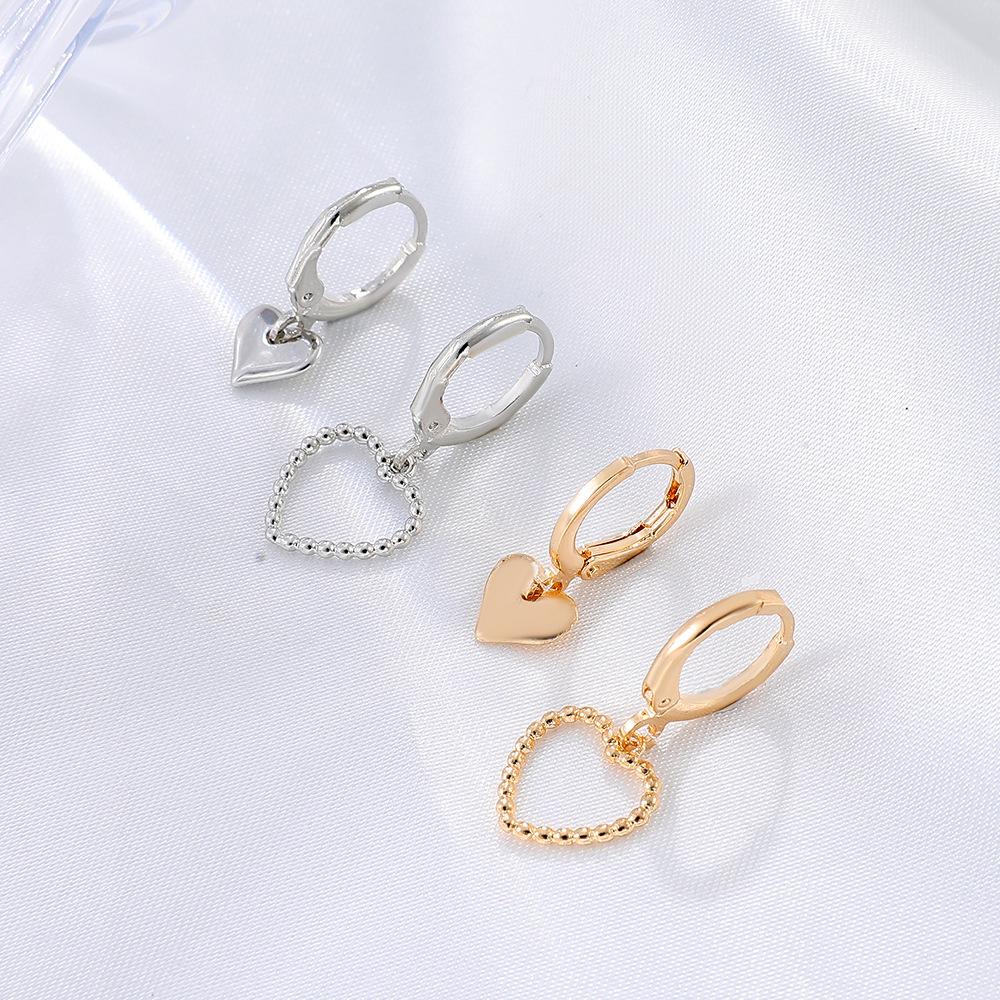 Simple Metal Asymmetric Love Earrings Ins Temperament Net Red Creative Small Heart Earrings Buckle Earrings