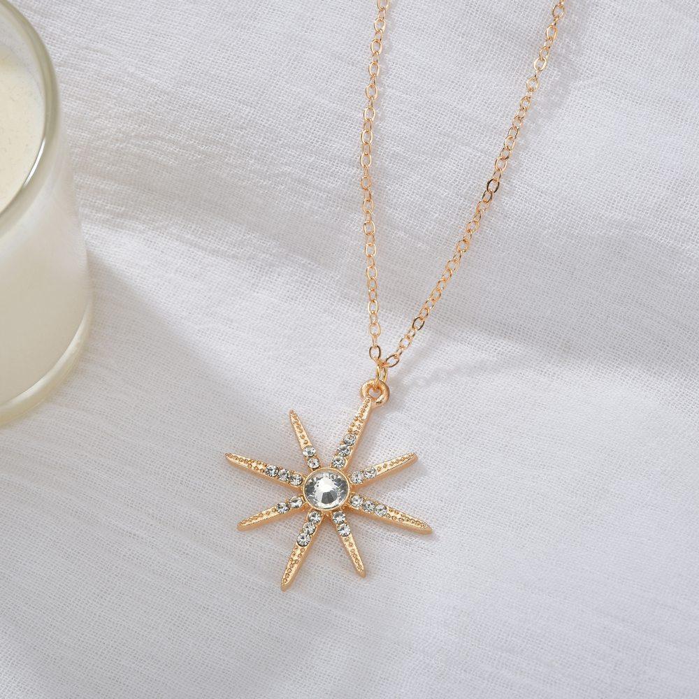Fashion Octagram Necklace Temperament Rhinestone Clavicle Chain Short Necklace Accessories