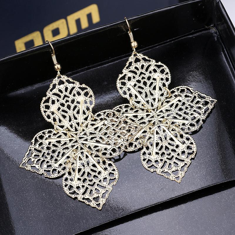 Direct Supply Fashionable Simple Mori Hollow Big Maple Leaf Earrings Earrings