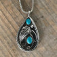 Summer Bohemian Vintage Pendant Necklace Women Imitation Turquoise Feather Tag Jewelry