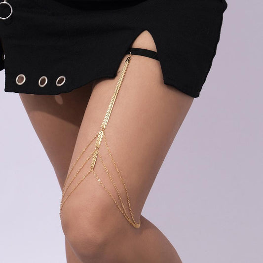Jewelry Simple Elastic Night Foot Decoration Sexy Aircraft Chain Tassel Multi-Layer Thigh Chain Female