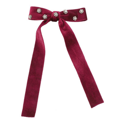 F5272 Autumn and Winter Temperament Flannel Personality Rhinestone Spring Clip Bowknot Light Luxury Retro Rhinestone Lengthening Hair Clip