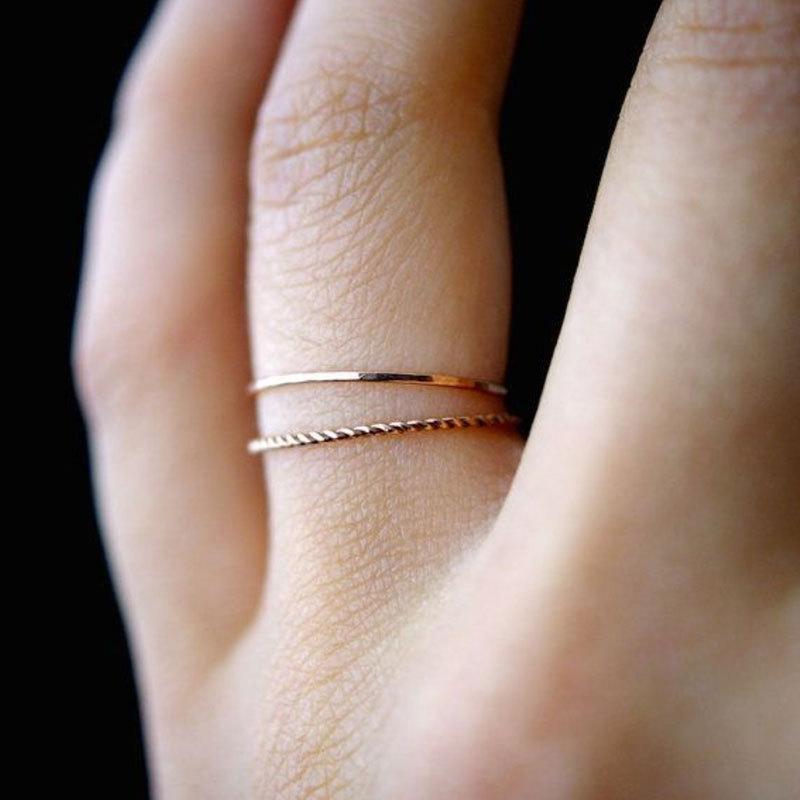 Metal Plating Twist Geometric 2-piece Ring Temperament Simple Joint Ring Women's Ring Thin Tail Ring