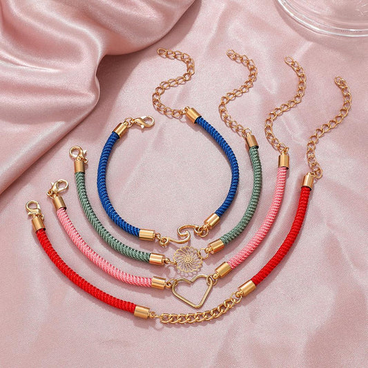 Personality Versatile Handwoven Four-piece Bracelet Red Rope Love Hand Rope Couple Suit Bracelet Fashion