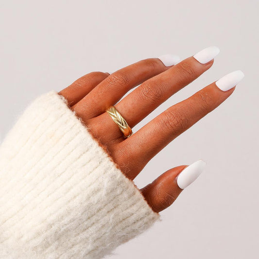 Fashionable stainless steel opening braided hemp pattern adjustable ring Simple and versatile luxury ladies ring