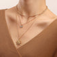 Jewelry trend double-layer micro-inlaid diamond butterfly sun pendant necklace female ins metal pendant