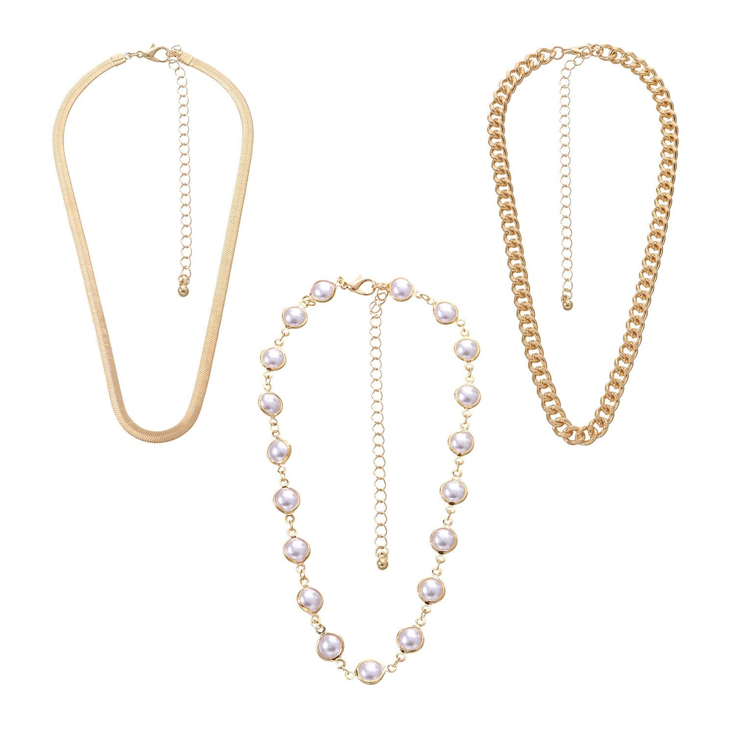 Jewelry Retro Exaggerated Round Pearl Necklace Female Personality Simple Snake Shape Multilayer Necklace