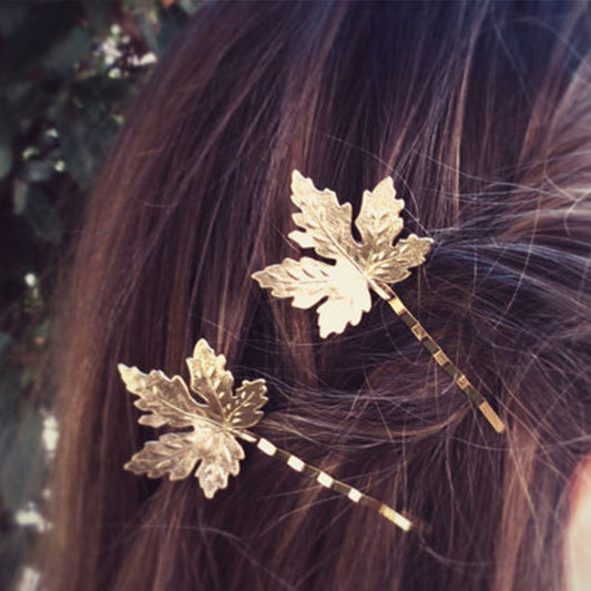 Simple leaf hair clip female sweet and fresh maple leaf side clip hair accessories