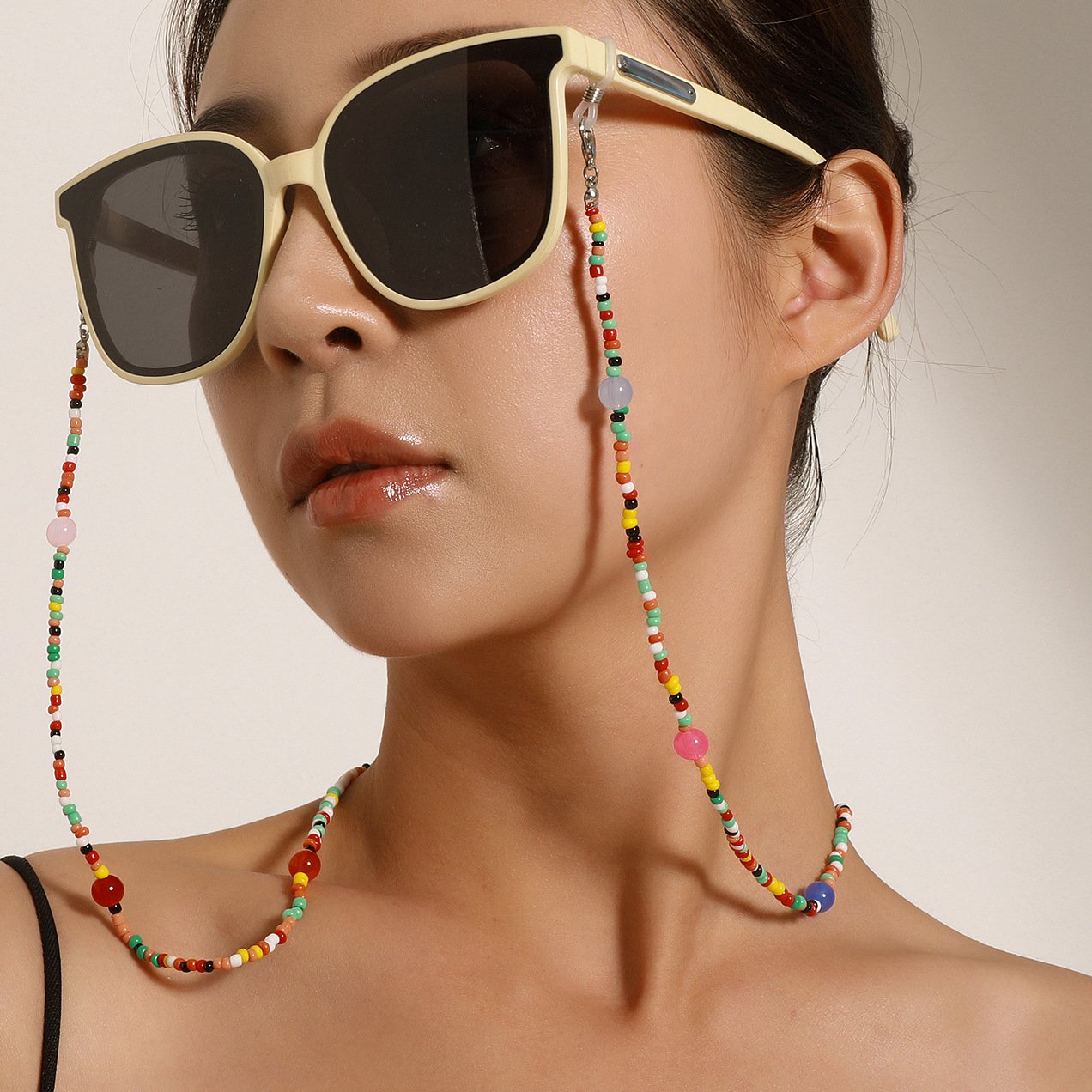 Jewelry Fashion Candy Color Round Beads Beads Glasses Chain Women's Versatile Multi-purpose Non-slip Anti-lost Lanyard