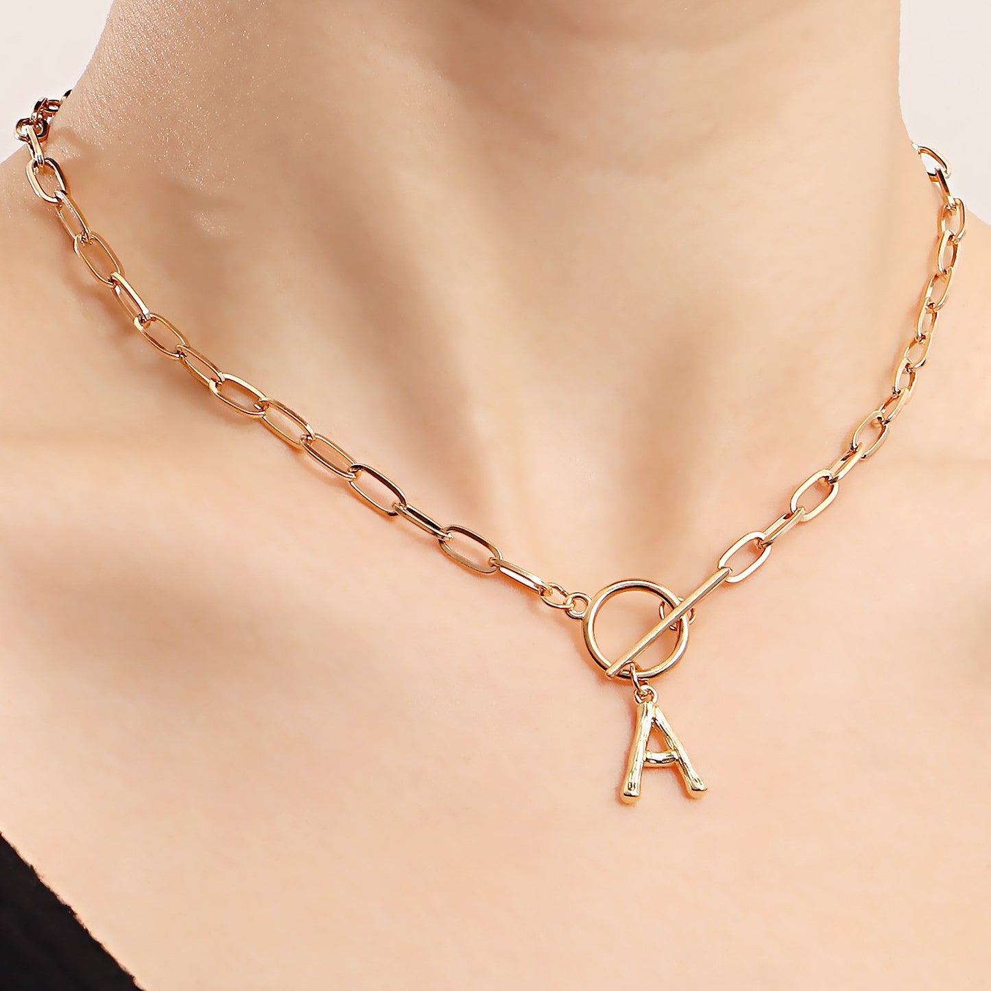 Jewelry punk simple clavicle chain letter A pendant necklace female niche design necklace