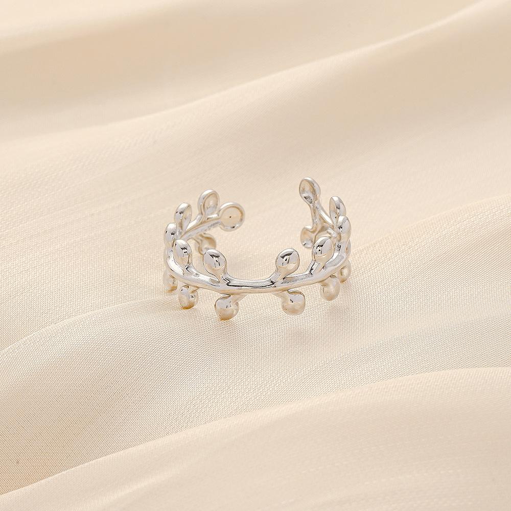 Jewelry titanium steel high-end opening branch flower rattan adjustable ring