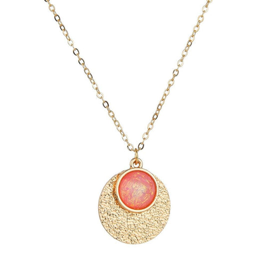 Fashion Masala Alloy Pendant Necklace Retro Resin Bezel Diamond Necklace Ladies Accessories