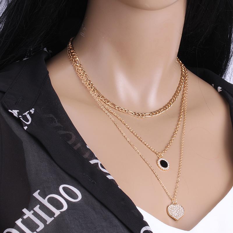 Ins Love Necklace Women's Exquisite Light Luxury Niche Design Sense Diamond Peach Heart Clavicle Chain Sweet Cool Spice Girl Accessories