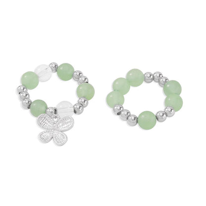 R667 Jewelry Simple Beaded Temperament Fashion Ring Female Alloy Flower Sweet Elastic Ring