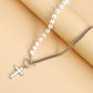 Jewelry Stitching Chain Mix and Match Beaded Imitation Pearl Necklace Cross Fritillary Pendant Necklace Light Luxury