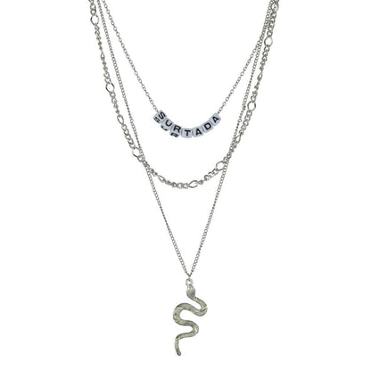 Fashion Alloy Snake Necklace Retro Ethnic English Alphabet Necklace Clavicle Chain Accessories