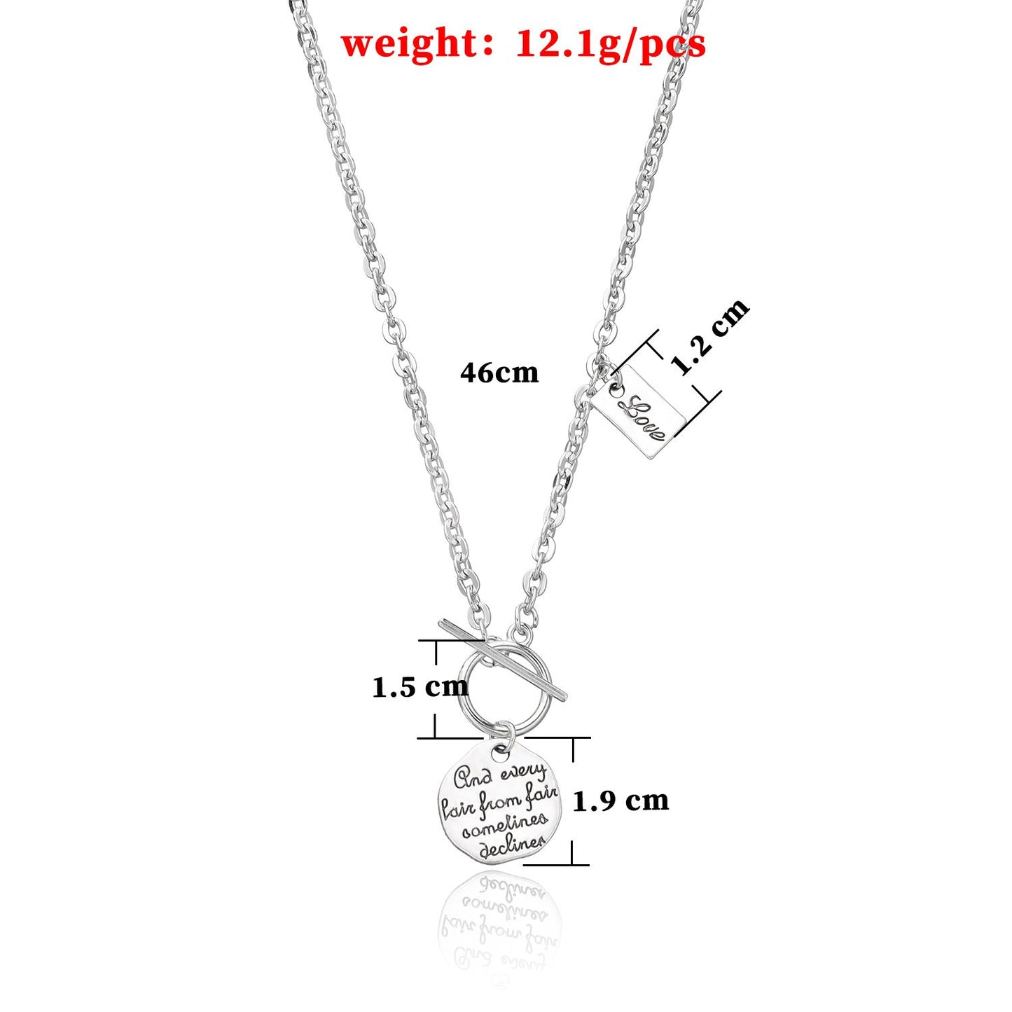 Jewelry Geometric Trend Letter Disc Pendant Necklace Female Personality Punk Short OT Buckle Necklace