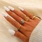 Light luxury niche trend fashion stainless steel opening star hollow four-piece suit ring female