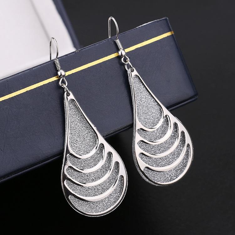 Popular Fashion Exaggerated Water Drop Alloy Frosted Earrings Boutique Earrings Earrings