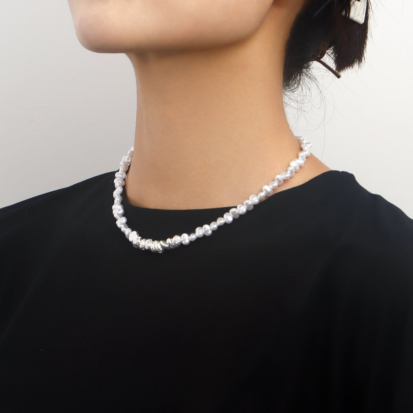 Jewelry Broken Silver Few Two Imitation Pearl Necklace Women's Versatile Sen Department Temperament Clavicle Chain Beaded Necklace
