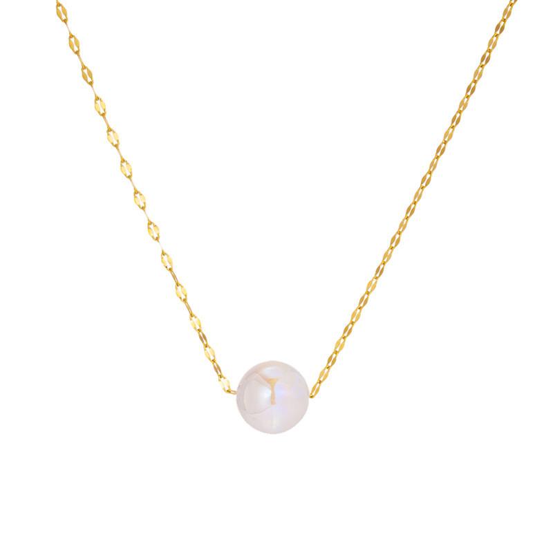 Titanium Steel Mermaid Ji Pearl Pendant Female Clavicle Chain Ins Colorful Shell Bead Necklace Versatile