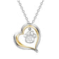 Fashion Ladies Two Color Heart Shape Water Diamond Cat Paw Pendant Necklace Head Jewelry