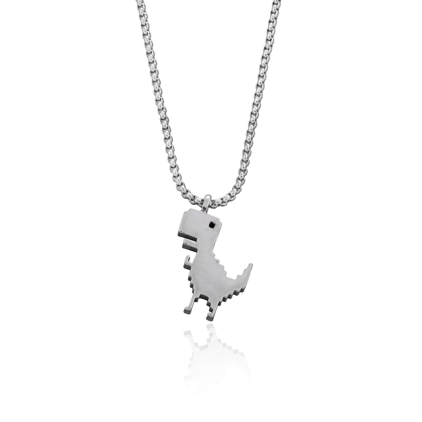 Retro Game Dinosaur Pendant Necklace Men and Women Hip Hop Hip Hop Fashion Personality Sweater Chain Necklace
