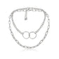 Jewelry Frosty Chain Double Layer Necklace Female Simple Circle Double Ring Geometric Set Necklace