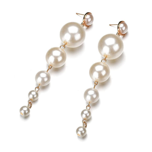 Long Imitation Pearl Pendant Fashion Personality Trendy Female Stud Earrings