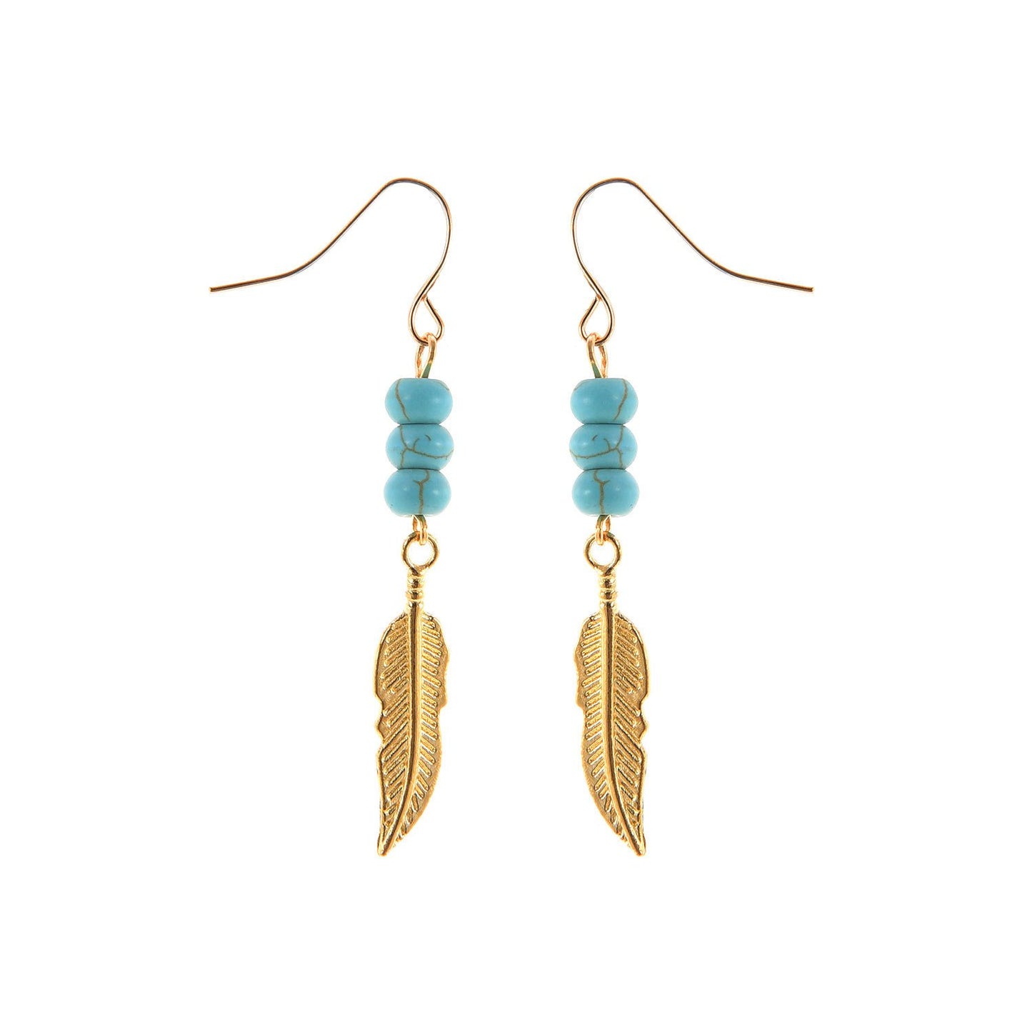 Earhook Simple Personality Feather Earrings Turquoise Beaded Earrings Women