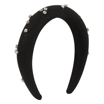 F5198 jewelry personalized creative woolen temperament high skull headband solid color rhinestone elegant headband