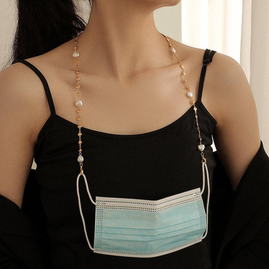 Creative Love Metal Pearl Mask Chain Fashion Versatile Peach Heart Glasses Chain Personality Multi-purpose Necklace Jewelry