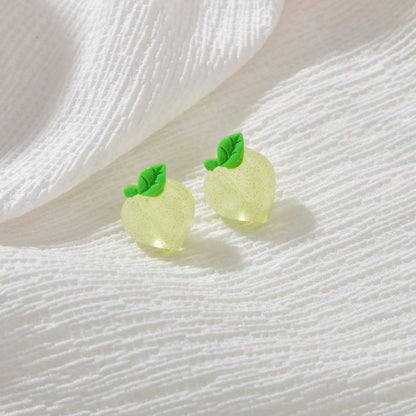 Small Fresh Peach Acrylic Earrings Cute Girly Stud Earrings Accessories