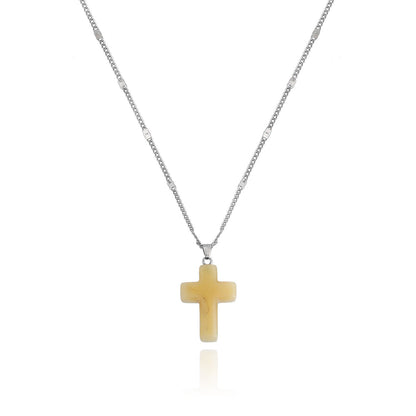 Jewelry simple small hole chain color cross pendant necklace female national trend necklace
