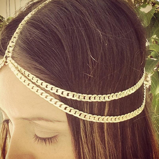 Headwear Headband Metal Multilayer Thick Chain Tassel Headband Hair Accessories