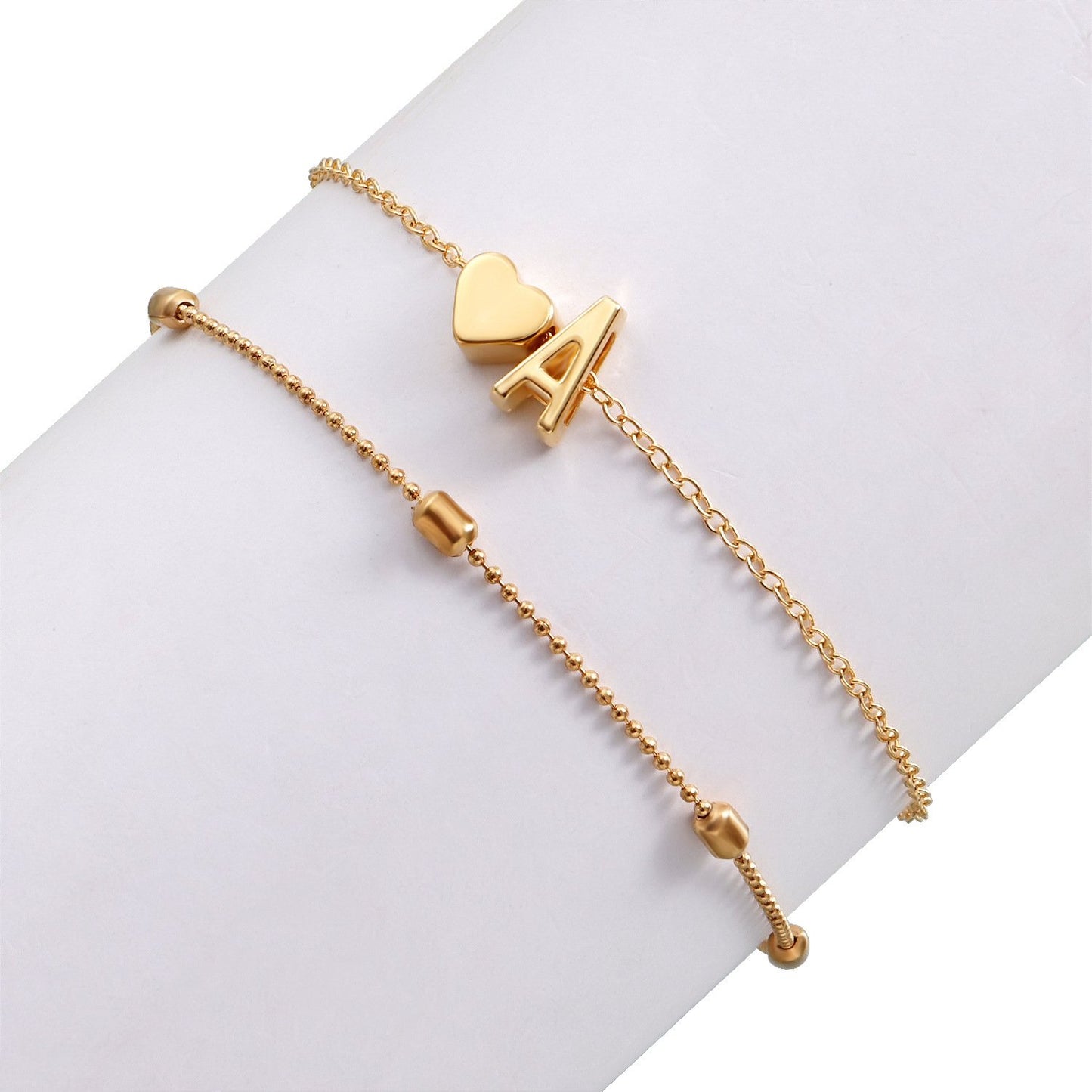 Jewelry Beach Bead Chain Love Peach Heart Alphabet Anklet Women's Versatile Temperament Foot Decoration Set