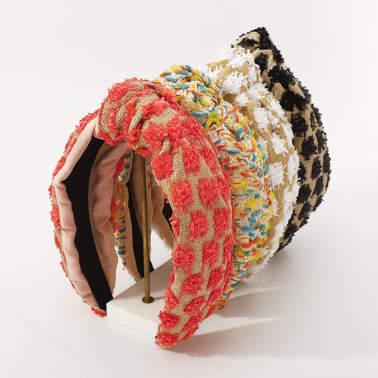 F4862 Individual Ladies Braided Knotted Headband Exaggerated Color Wide Edge Geometric Sexy Headband