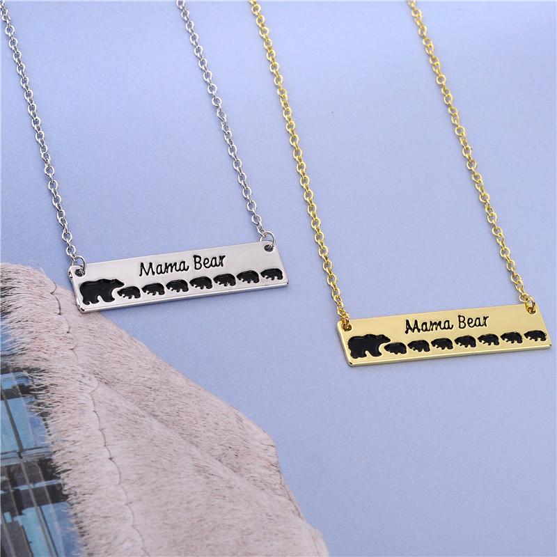 Popular jewelry simple fashion mama bear pendant necklace mamabear mother's day gift