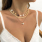 Hip-hop metal tassel star-shaped stacked retro collarbone chain niche simple angel pendant all-match snake bone chain necklace
