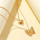 Love Butterfly Hanging Clavicle Pendant Simple Peach Heart Shaped Fashion Metal Double Layer Necklace Jewelry