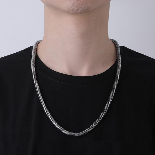 Fashion Simple Temperament Street Party Round Snake Chain Necklace Men's Chain